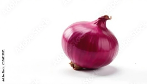 Fototapeta Single red onion, vibrant color, clean white backdrop, diet, cooking, crisp
