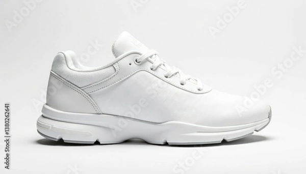 Fototapeta Single white sneaker isolated on pure white background, product, fitness