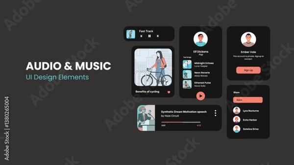 Fototapeta Audio and Music User Interface Design Elements