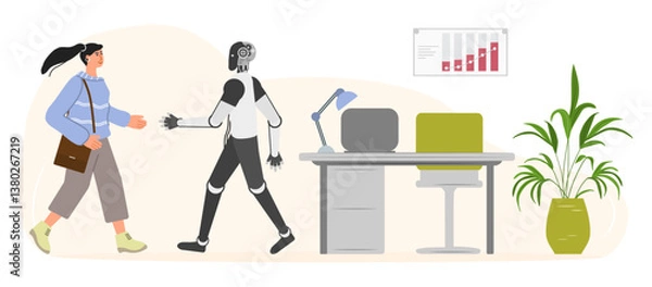 Obraz Robot People Joint work AI Collaboration Teamwork