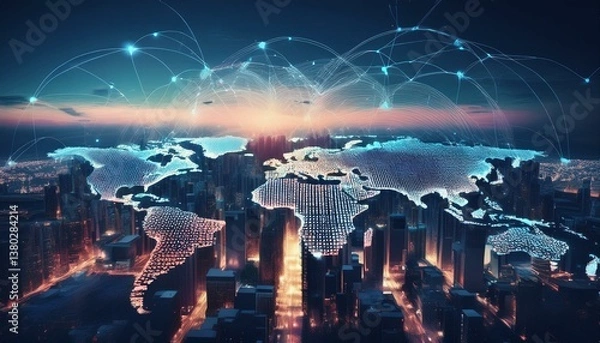 Fototapeta world wide web with connection global map