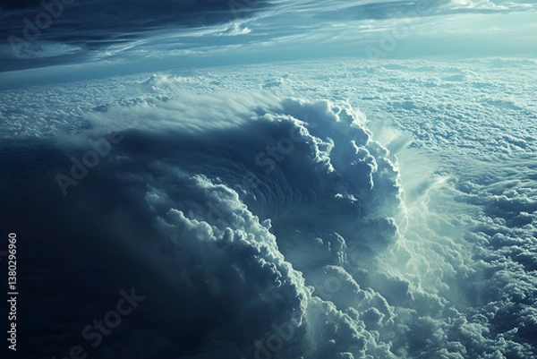 Fototapeta Majestic Updraft of Nature: A Dramatic Dance of Light and Shadow in a Towering Storm Cloud