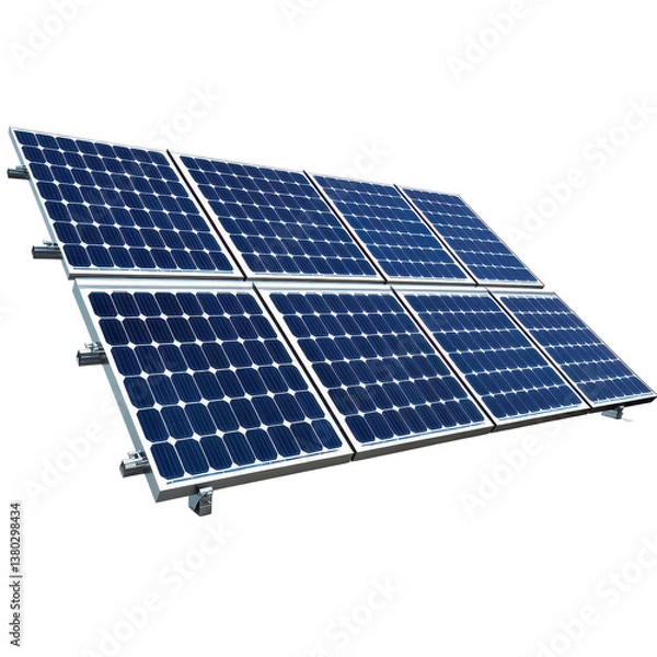 Fototapeta Solar panel system isolated on Transparent background showcasing modern renewable energy technology, Solar panel on aisolated on PNG background
