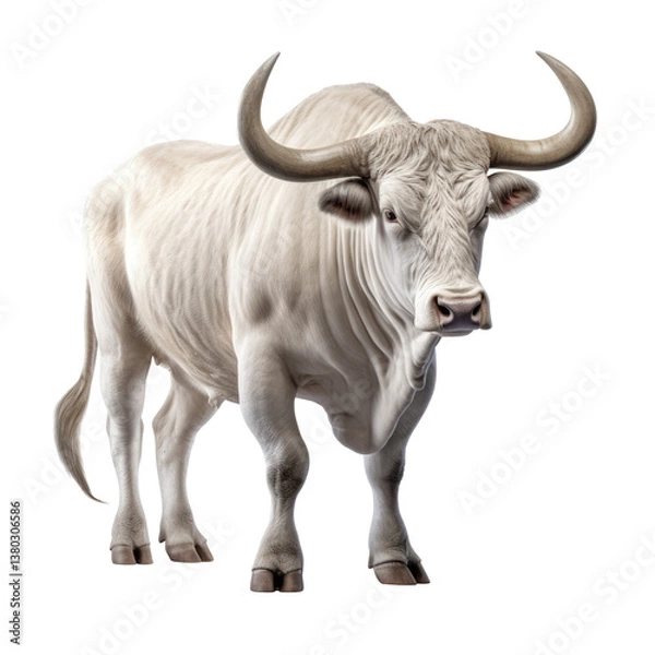 Fototapeta Elegant White Bull on transparent background