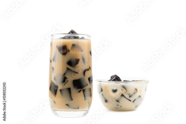 Obraz milk grass Jelly on white background