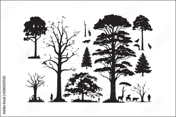 Fototapeta Tree Vector Silhouette – Nature and Forest Design Clipart

Minimalist Tree Illustration – Black Silhouette Vector Art

Botanical Tree Silhouette – Elegant Nature Vector Design

Woodland Tree Vector – 