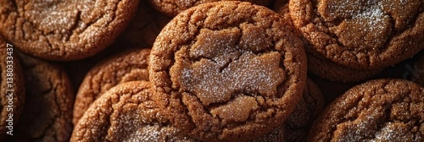 Fototapeta Close-up of Delicious Homemade Gingerbread Cookies with Powdered Sugar