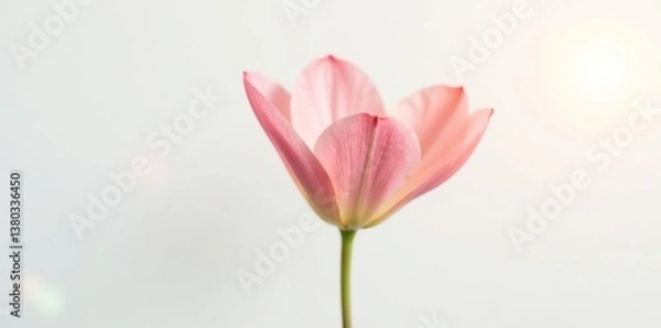 Obraz Delicate petals of a single flower unfolding on white background, light, garden, fresh
