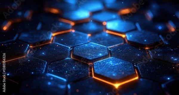 Fototapeta Abstract Background of Digital Molecular Structure and Hexagon Pattern in Technology Aesthetic