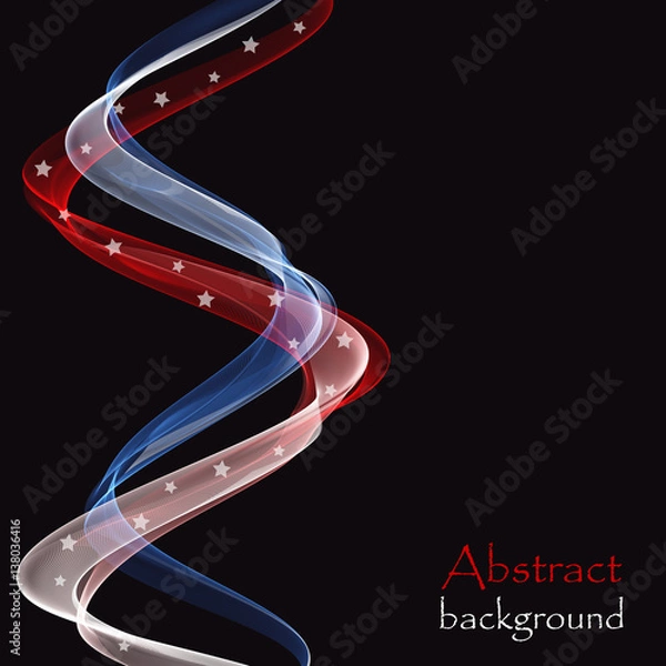 Fototapeta Abstract background with waves of color flag of America