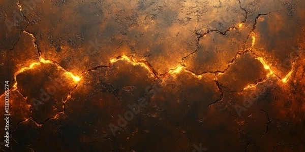 Fototapeta Copper Radiance: Rich copper beams crossing a dark brown backdrop, with glowing light effects and molten-like textures scattered throughout the design.