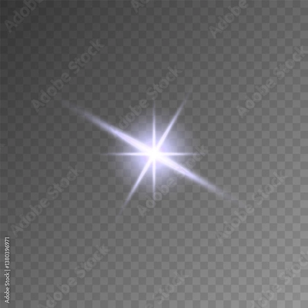 Fototapeta Lens Flare, light glow effect. sun or realistic shining star with backlight effect. bokeh glitter and sparkles or sparkles on transparent background.
