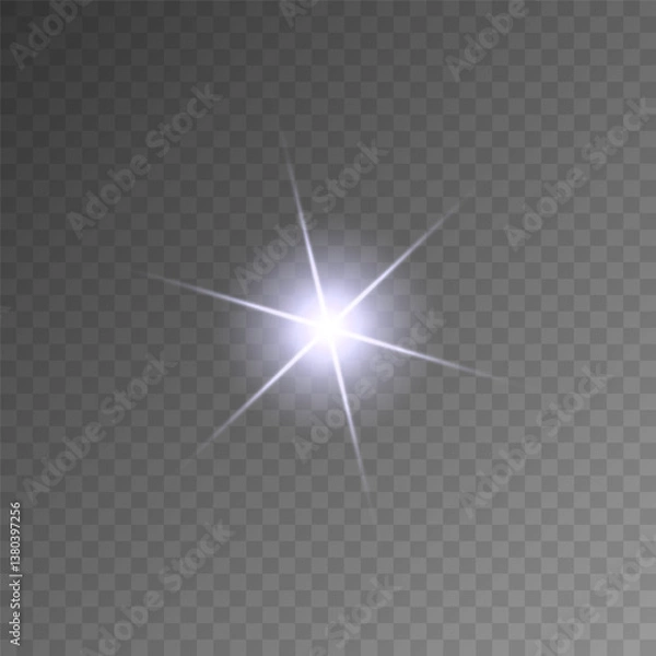 Fototapeta Lens Flare, light glow effect. sun or realistic shining star with backlight effect. bokeh glitter and sparkles or sparkles on transparent background.