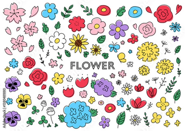Fototapeta 花の手描きイラストセット