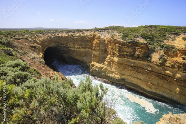 Obraz Thunder Cave and Blowhole found on the Great Ocean Road outside Port Campbell in Victoria, Australia.