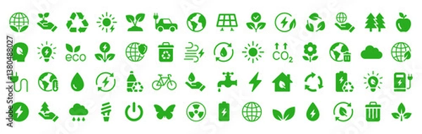 Obraz Ecology icons set. Nature, environment, recycle flat icon. Vector illustration