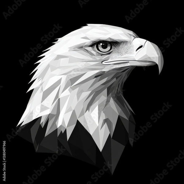 Fototapeta Polygonal Eagle Head on Black Background