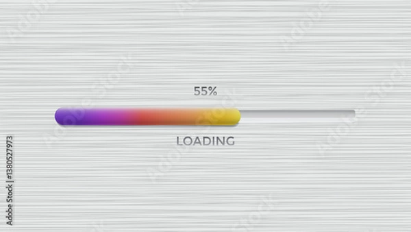 Fototapeta Progress Bar Load UI Vector. Neon Game Download Process Status. Graphic Data Upload Graph. 3D Technology Loading Shining Black Blue Gradient.Futuristic Digital Upgrade Banner. Application User Interfa