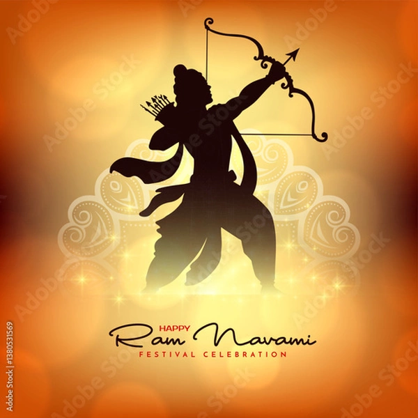 Fototapeta Happy Ram Navami cultural Indian festival celebration card