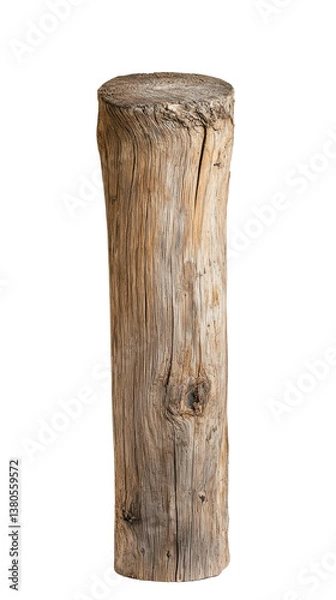Obraz Rustic wooden post with natural grain and weathered texture