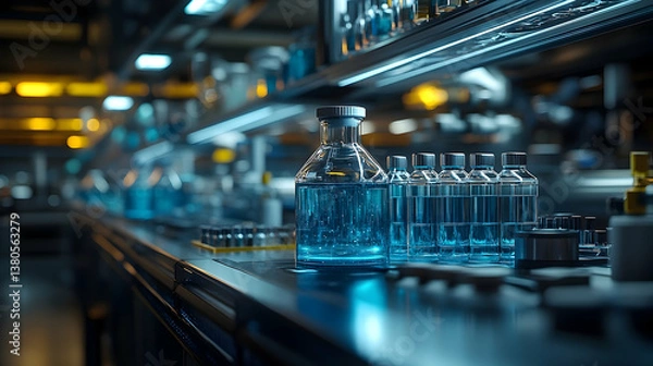 Fototapeta Modern laboratory interior glassware beaker science