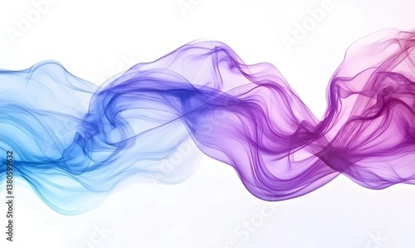 Fototapeta Abstract flowing fabric with blue purple and pink gradient on a clean white background design element