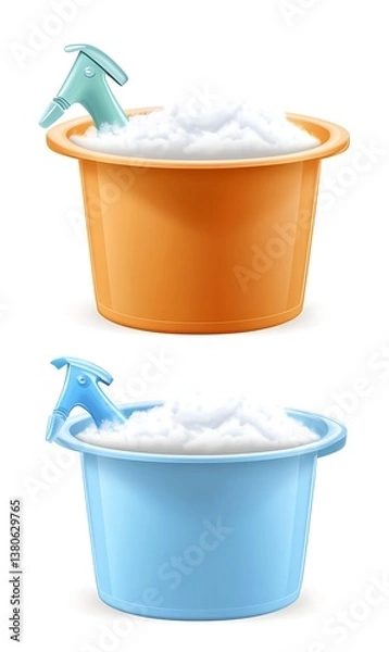 Fototapeta a group of buckets with foam