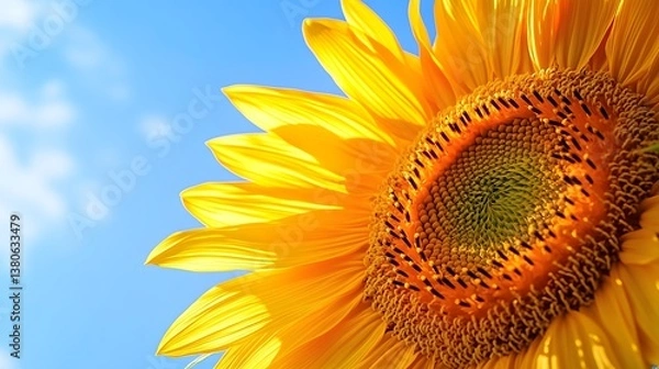 Obraz sunflower closeup on blue background