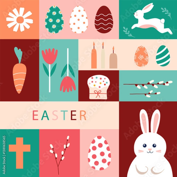 Obraz Vector abstract geomertic easter illustration.