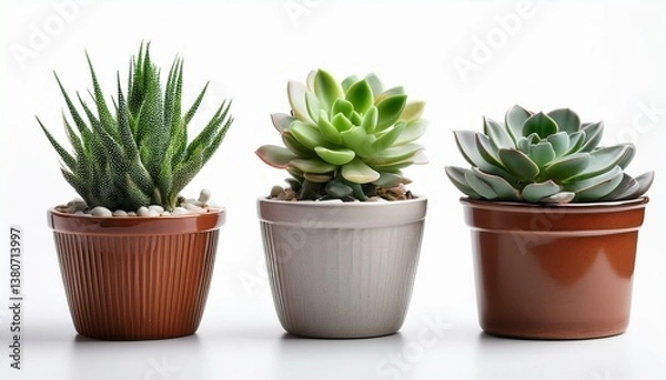 Obraz succulents potted isolated on white background