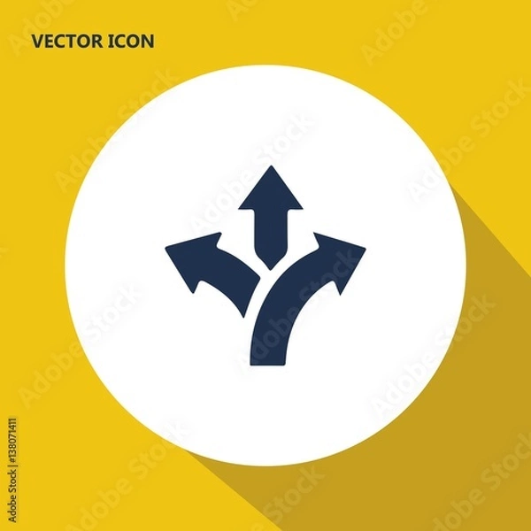 Fototapeta three-way direction arrow vector icon
