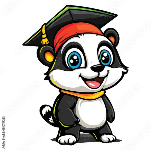 Obraz Panda with graduation hat vector illustration 