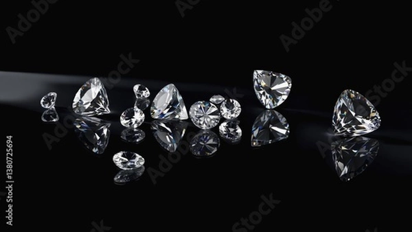 Obraz A collection of diamonds arranged on a dark background