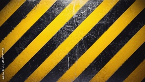 Obraz A close-up shot of a yellow and black striped wall, great for use in interior design or architecture projects
