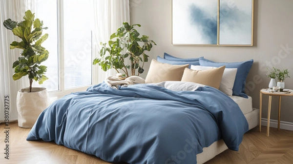 Obraz Nicely Decorated Cozy Modern  Masculine Bedroom