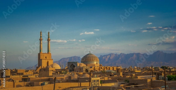 Fototapeta Zachód słońca nad starożytnym miastem Yazd, Iran