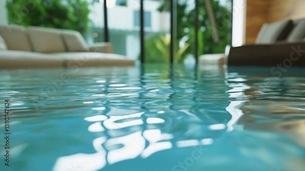 Fototapeta Serene Poolside Reflection in Modern Space