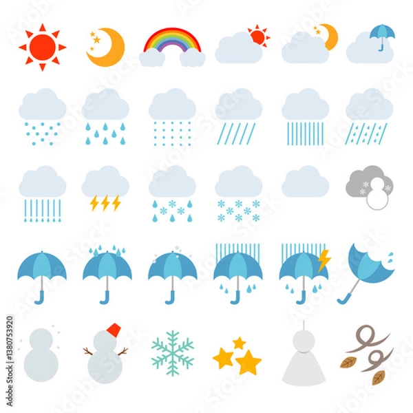 Obraz 天気のアイコンのイラストセット