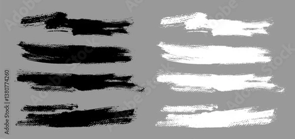 Obraz Vector brush stroke backgrounds collection. Painted rectangle, square, diagonal, long and wide shapes. Grunge distress texture. Artistic brush banners