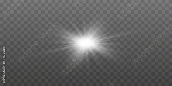 Obraz Vector transparent sunlight. Bright flash. Special light effect