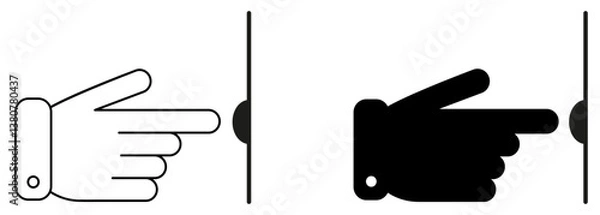 Fototapeta Pushing hand. Pushing the doorbell icon sign, activating switch, press push button, finger hand.