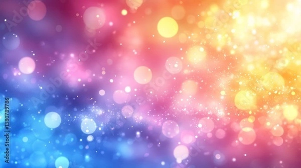 Fototapeta Abstract colorful bokeh background with vibrant pink, blue, and yellow lights.