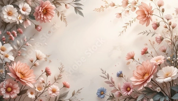 Fototapeta Floral arrangement art nature digital artwork serene environment close-up view aesthetic beauty