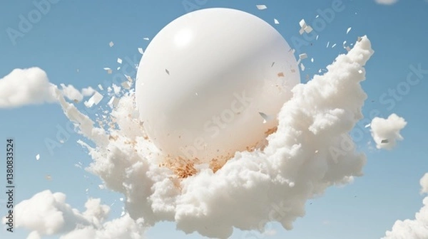 Fototapeta A giant balloon mid burst revealing a splash of confetti inside.