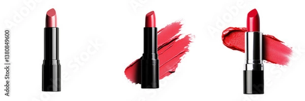Fototapeta Set of A sleek and modern vector illustration of a classic red lipstick on transparent png background