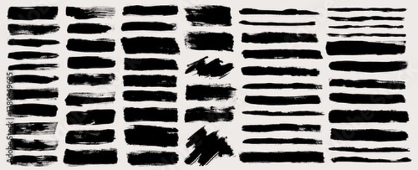 Obraz Vector brush stroke backgrounds collection. Painted rectangle, square, diagonal, long and wide shapes. Grunge distress texture. Artistic brush banners