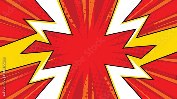 Obraz Dynamic Comic Book Explosion Red, Yellow, White Power