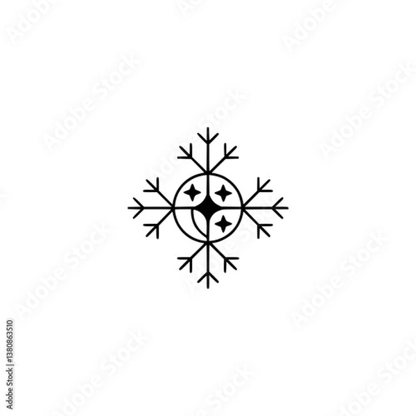 Fototapeta Minimalist Snowflake Logo Design with Stars - Winter Symbol