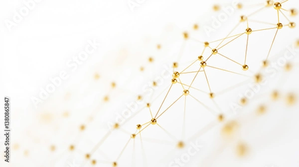 Obraz Gold Abstract Network Pattern . Digital Connection Concept on White Background.