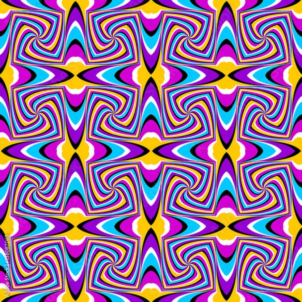 Fototapeta Abstract colorful background with squares (spin illusion). Seamless pattern.